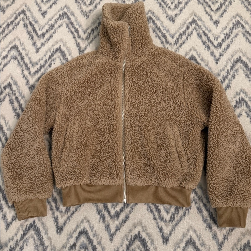ARITZIA Wilfred Free Tan Teddy Bomber Jacket - Picture 4 of 5